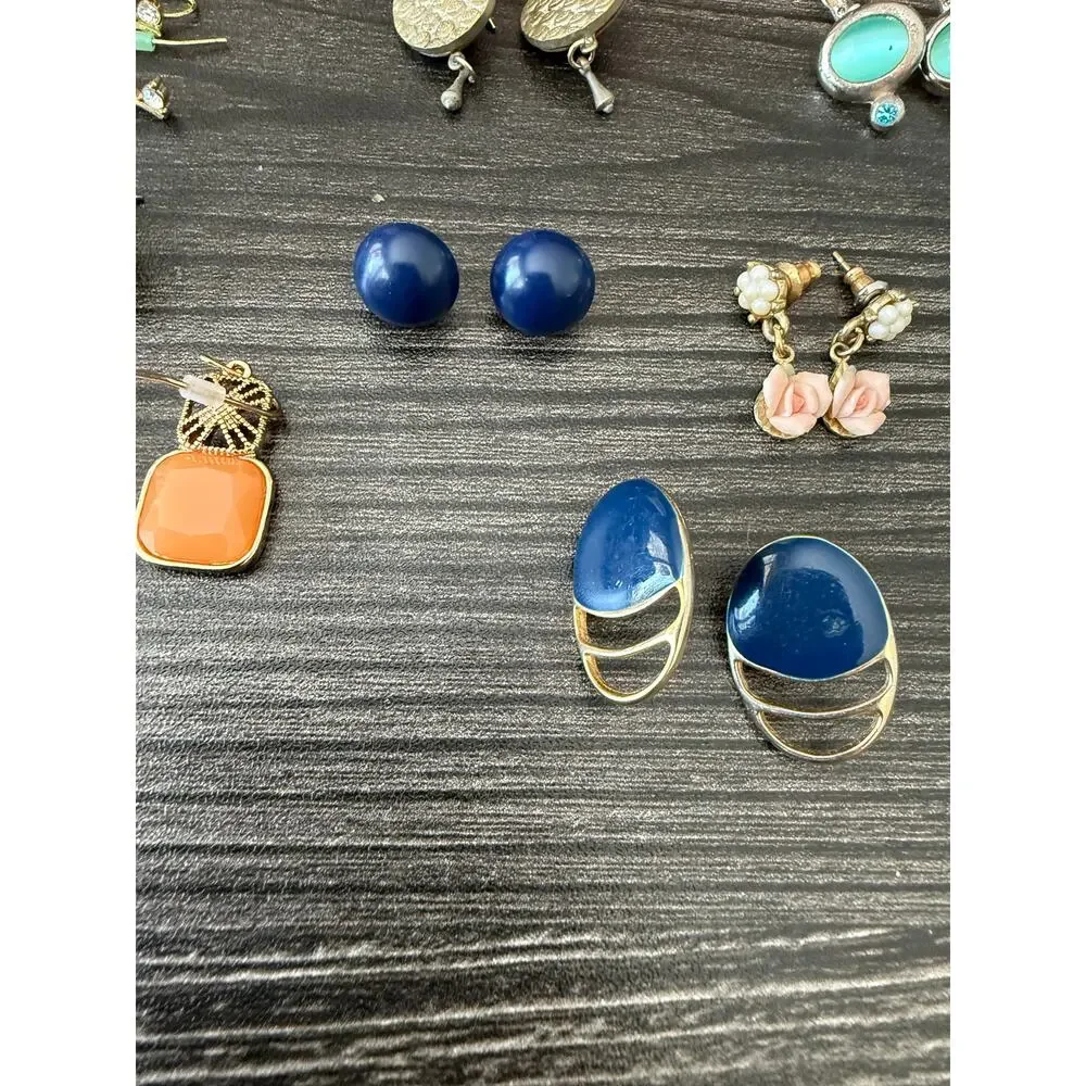 Vintage Various Gemstone Stud, Dangle, and Artisan Made Earring Bundle - Picture 2 of 5
